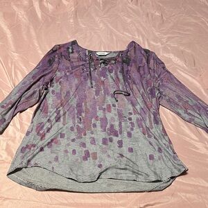 CJ Banks Purple and Gray Blouse